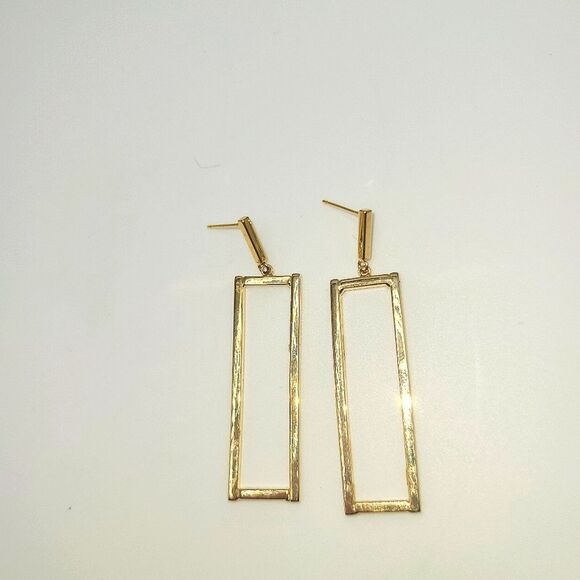 Gold Geometric Dangle Earrings - Picture 1 of 2